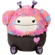 Jazwares Squishmallows Frumpy The Pink and Black Bigfoot Plush, Jumbo 20-Inch, Easter Tie-Dye Hair with Heart Headband, Soft and Squishy SQVA01477