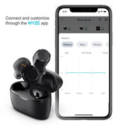 Wyze Wireless Earbuds, Bluetooth 5.0, IPX5 Sweat Resistant, 30 dB Noise Reduction, 4 Voice-Isolating Microphones, Alexa Built-In, True Wireless with Charging Case, Black, WE1BLK