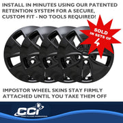 Coast2Coast 16 Inch Automotive Wheel Cover, 5 Flared Spokes, Snap-On, Gloss Black, ABS Plastic, Set of 4, IWCIMP400BLK