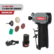 Hyper Tough 80070 Max Brushless 12V 1/4-inch Cordless Die Grinder with 1.5AH Lithium-Ion Battery and Charger
