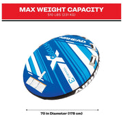 Airhead Hydro-X 3 Person Nylon Towable Tube, Tapered Gusset Design, Multicolor, Max Load 510 lb, WTT322BL