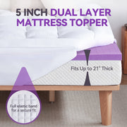 BDEUS Dual Layer Gel Memory Foam Mattress Topper, Cooling 3 Inch Gel Foam with 1 Inch Quilted Down Alternative Cover, Medium Firm, Queen Size
