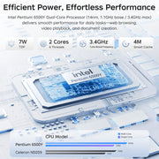 RNRUO 17.3 Inch Laptop Computer, Intel Pentium Gold 6500Y Dual-Core up to 3.4GHz, 32GB DDR3 RAM, 512GB SSD, Windows 11, Office 2024, WiFi 5, Bluetooth 5.0, Dark Gray