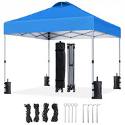 CHITOOMA 10 x 10ft Pop Up Canopy Tent, Waterproof 210D Oxford Fabric with UPF 50+ UV Protection, Adjustable Sidewall Heights, Alloy Steel Frame, Portable with Wheeled Bag, Blue