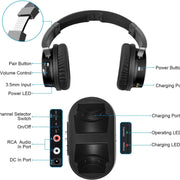 Rybozen Wireless TV Headphones with Transmitter Dock, OverEar Cordless Headset with RCA / 3.5MM Input, for Watching Home Television Game 100 Feet Play