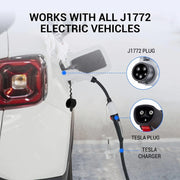 Adsafe Tesla to J1772 Adapter, 60 Amp, 250V Fast Charger, White