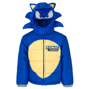 SEGA Sonic The Hedgehog Big Boys Zip Up Cosplay Puffer Jacket, Blue, Size 14-16, P-B261982SX