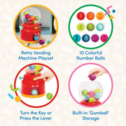 Battat Numbers & Colors Gumball Machine Educational Toddler Toy with 10 Colorful Number Balls, Red, BT4674Z