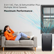TCL 10,000 BTU Smart Portable Air Conditioner with Fan and Dehumidifier, Black, 450 Sq Ft, W10P95-B5