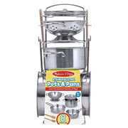 Melissa & Doug 4265 Let's Play House! Stainless Steel Pots & Pans Play Set for Kids