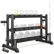 COFUNOK Dumbbell Rack, 3-Tier Adjustable Heavy-Duty Weight Stand, 1100LB Capacity, Black