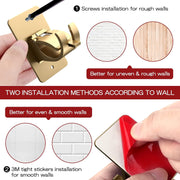 Summit 4PCS No Drill Curtain Rod Brackets, Gold Plastic, Self-Adhesive and Screw Mount, Holds Up to 20 Pounds, Fits Rods up to 1.57 Inch Diameter
