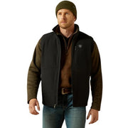 Ariat Men's Logo Softshell Vest, Water-Resistant, Black, Classic Fit, Adjustable Waist Cord, 10062587