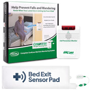 Smart Caregiver Cordless Bed Exit Monitoring System Alarm with Wireless 10in x 30in Weight-Sensing Bed Pad, 300ft Range, Adjustable Volume, White RP-433BR1-SYS