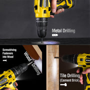 WORKPRO 12V Cordless Drill Power Tool Set, 177-Piece Combo Kit with 1500mAh Lithium-Ion Battery, 14-Inch Storage Bag, Yellow, W009172AW