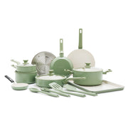 GreenPan Essence 17-Piece Ceramic Nonstick Cookware Set, Diamond Reinforced, Blue, Dishwasher & Oven Safe
