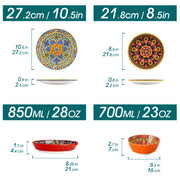 Vancasso 16 Pieces Dinnerware Set, Porcelain Plates and Bowls, Microwave and Dishwasher Safe, Bohemian Style