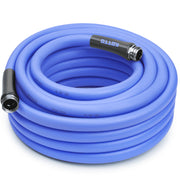 KOTTO HD-100FT Heavy Duty Expandable Garden Hose, Lightweight Rubber-Polymer Blend, Leak-Resistant, Solid Brass Fittings, 5/8 in Diameter, 100 ft, Blue