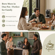 LINKChef Drip Coffee Maker, 12-Cup Programmable, Glass Carafe, 12-Hour Auto Brew Timer, Keep Warm Plate, Black