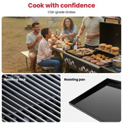 Tcisa Gas Grill and Griddle Combo, 50,000 BTU, 702 sq in Cooking Space, 5 Burners, Non-Stick Porcelain Enamel Grates, Black