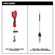 Milwaukee 3016-20PS M18 FUEL 18V 10 in. Brushless Cordless Battery Powered Pole Saw with QUIK-LOK Attachment Capability (Tool-Only)