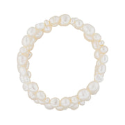 Essentials by Honora Women's Baroque Freshwater White Pearl Stretch Bracelets Set - High Quality