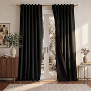 NICETOWN 2-Layer 100% Blackout Curtain Panel Set, Black, 52 in W x 95 in L, 2 Panels