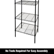 WorkPro 5-Tier Slim Black Wire Shelving, Adjustable Steel Storage Unit, Freestanding, 16x23x72 in