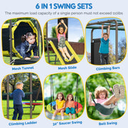 KLOKICK 5-in-1 Heavy Duty Metal Swing Set for Kids Backyard