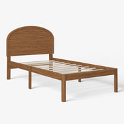 Mainstays Kids Twin Size Wood Platform Bed Frame, Solid Wood, Arched Headboard, Walnut