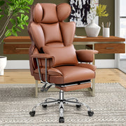 Coolhut CH-5055-Brown Large Executive Leather Office Chair with Footrest, Brown