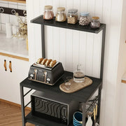 Cheflaud BACKER_RACK666 Kitchen Baker's Rack Storage Shelf Microwave Cart Oven Stand with Side Hooks 4 Tier Shelves, Black