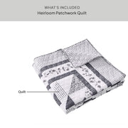 Better Homes & Gardens Heirloom Patchwork Quilt, Full/Queen, Black and White, Breathable Cotton Face, Reversible, BH14100136342C