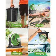 JINLICTE Portable Misting Fan, Rechargeable Battery Operated, 3-Speed, 12.4 in Diameter, Green
