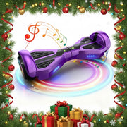 Mosta All Terrain Self-Balance Electric Scooter with Bluetooth Speakers, LED Lights, 6.5-Inch Wheels, Purple, 165 lb Capacity