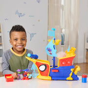 Hasbro Spidey and His Amazing Friends Water-Webs Webs Ahoy Bubble Pirate Ship Playset with 3-Inch Action Figures, Extending Hull, Wave-Simulating Wheels, Bubble Maker, 17 to 21 in