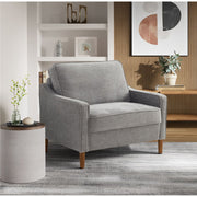 Studio Living Sanborn Modern Arm Chair, Gray Woven Polyester Fabric, Removable Cushions, Solid Hardwood Frame