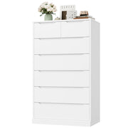 Homfa 7 Drawer White Dresser, Wood Storage Cabinet with Upgraded Stable Base, Soft Close Drawers, Vertical Chest for Bedroom and Living Room