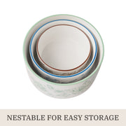 The Pioneer Woman Agatha 6-Piece Round Nesting Bake and Store Set, Stoneware Baking Dishes with Vented Polypropylene Lids, Floral Design, Oven Safe to 400F