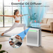 ALROCKET Air Purifier for Large Room, 2680 Ft Coverage, Washable and HEPA Filters, PM2.5 Air Quality Monitor, 5 Fan Speeds, Essential Oil Diffuser, White, DH-JH023