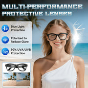 Aptkdoe AI Smart Glasses with 8MP Anti-Shake Camera, 1080P Video Recording, Real-Time Translation in 24 Languages, ENC Noise Reduction, Open-Ear Stereo Audio, White Rectangle Frame, M01