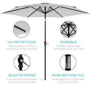 Best Choice SKY6699 10ft Outdoor Steel Market Patio Umbrella w/Crank, Tilt Push Button, 6 Ribs, Fog Gray