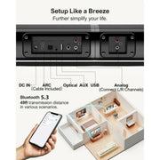 Ultimea Apollo S40 Sound Bar 2.2ch for TV Built-in Dual Subwoofer Wall Mount
