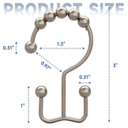 AmazerBath Shower Curtain Hooks, Rust-Resistant Metal, Double Glide Roller Design, Matte Nickel, Set of 12