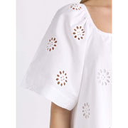Free Assembly Women's Square Neck Eyelet Mini Dress, Breathable Cotton, Vivid White, Sizes XS-XXL