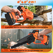 NEXPOW 6 and 8 Inch Mini Chainsaw Electric, Orange