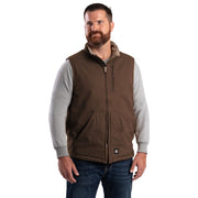 Berne Heartland Sherpa-Lined Washed Duck Vest for Men - Bark - M