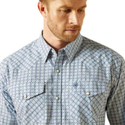 Ariat Sherwyn Classic Fit Snap-Front Long Sleeve Dress Shirt, White, 100% Cotton, Wrinkle-Free, Adjustable Double-Snap Cuffs, 10062248