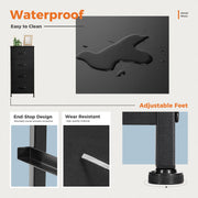 Concetta 15253111007 4-Drawer Fabric Storage Cabinet with Steel Frame, Natural Wood Handles, Black