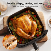 Patbrela 6QT Air Fryer, 1400W, Stainless Steel, Black, LED Smart Color Screen, 6 Presets, Dishwasher-Safe Basket, AF301